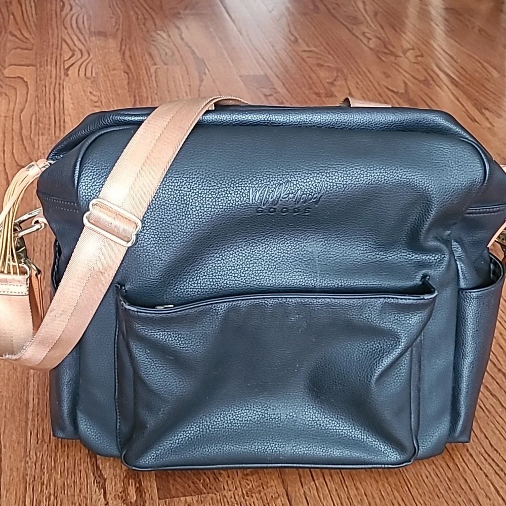 Milkmaid Black and Tan Backpack Diaper Bag - Picture 1 of 13
